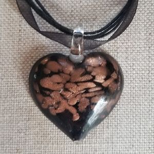 Handmade heart glass pendant necklace